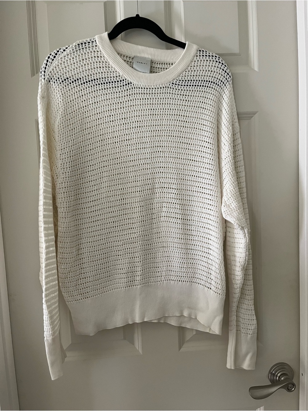 Women's Varley Kershaw Pullover Sweater Off white open knit crewneck elevate M